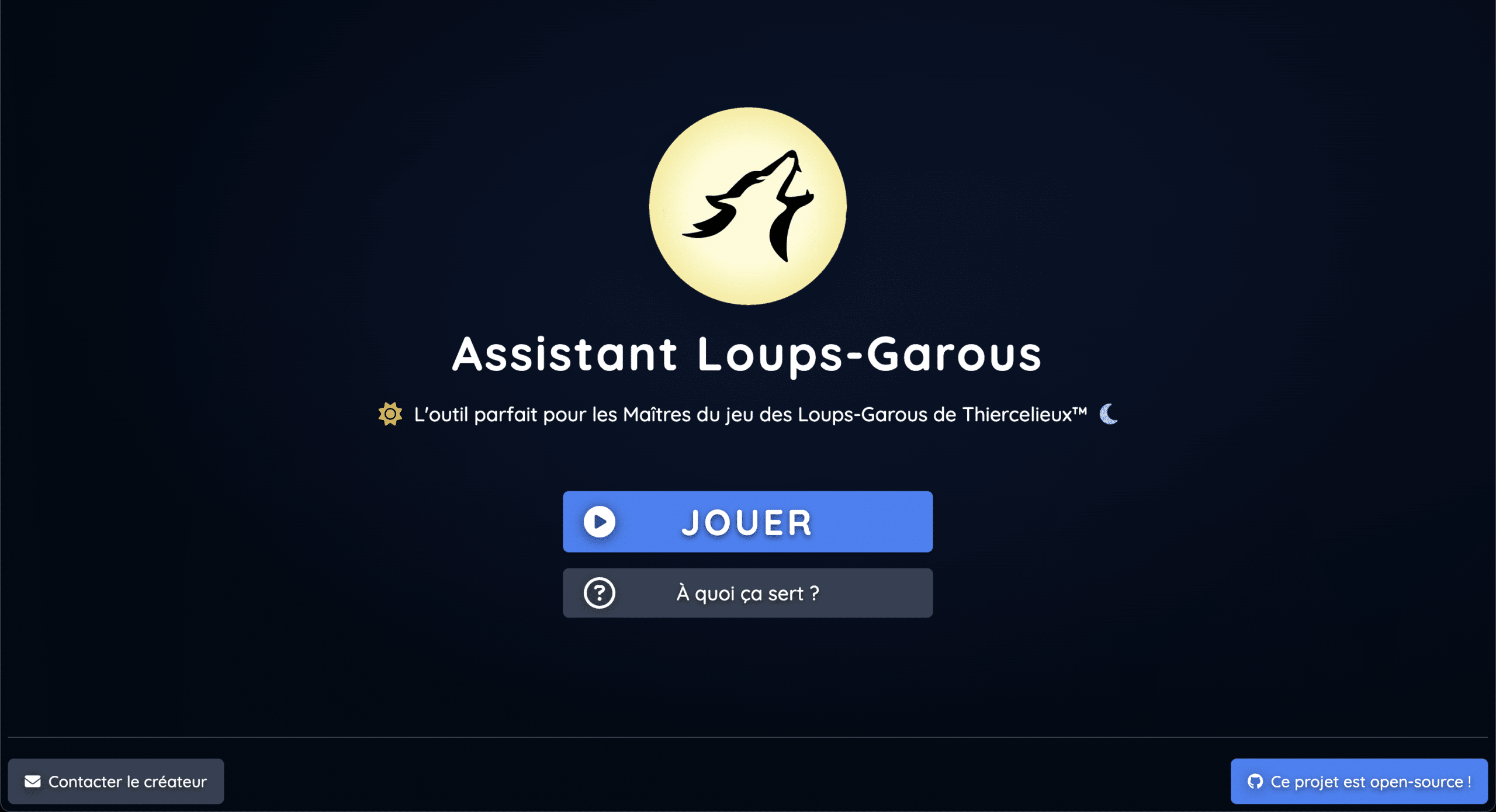 Page d'accueil Assistant Loups-Garous